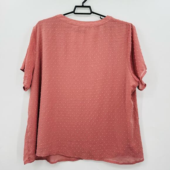 Agnes Orinda Swiss Dot Popover Top Womens Plus Size 4X Pink Sheer Overlay NWT - Picture 2 of 7